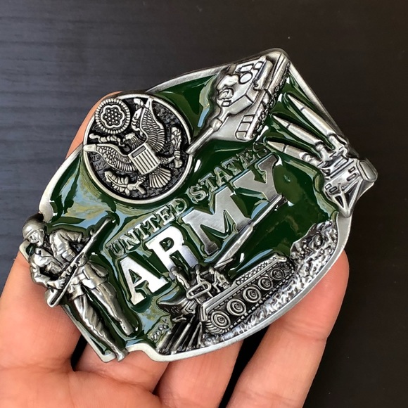 Army military belt buckle removable cowboy men - Picture 7 of 7